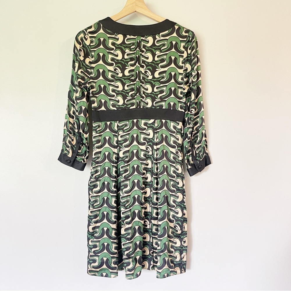 VTG Diane Von Furstenberg Dress Size 6 Steffi Chain Link Silk Empire Green Black - Picture 12 of 12